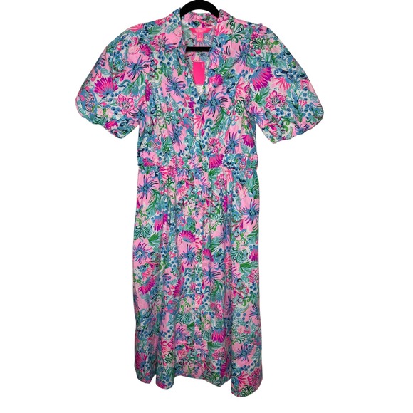 Lilly Pulitzer Dresses & Skirts - Lilly Pulitzer Tassie Elbow Sleeve Midi Dress Mandevilla Baby Paradise Petals 10